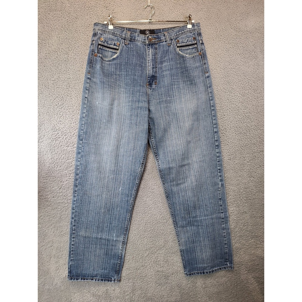 Royal Blue Jeans Mens 38W 34L (Fits 38x32) Straight Leg Light Wash Casual‎